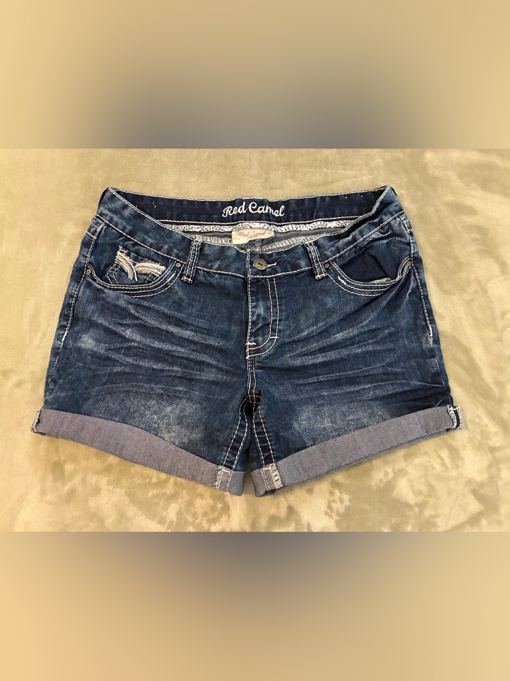 Red Camel Women's Dark Blue Denim Roll-Cuff Shorts Size 11